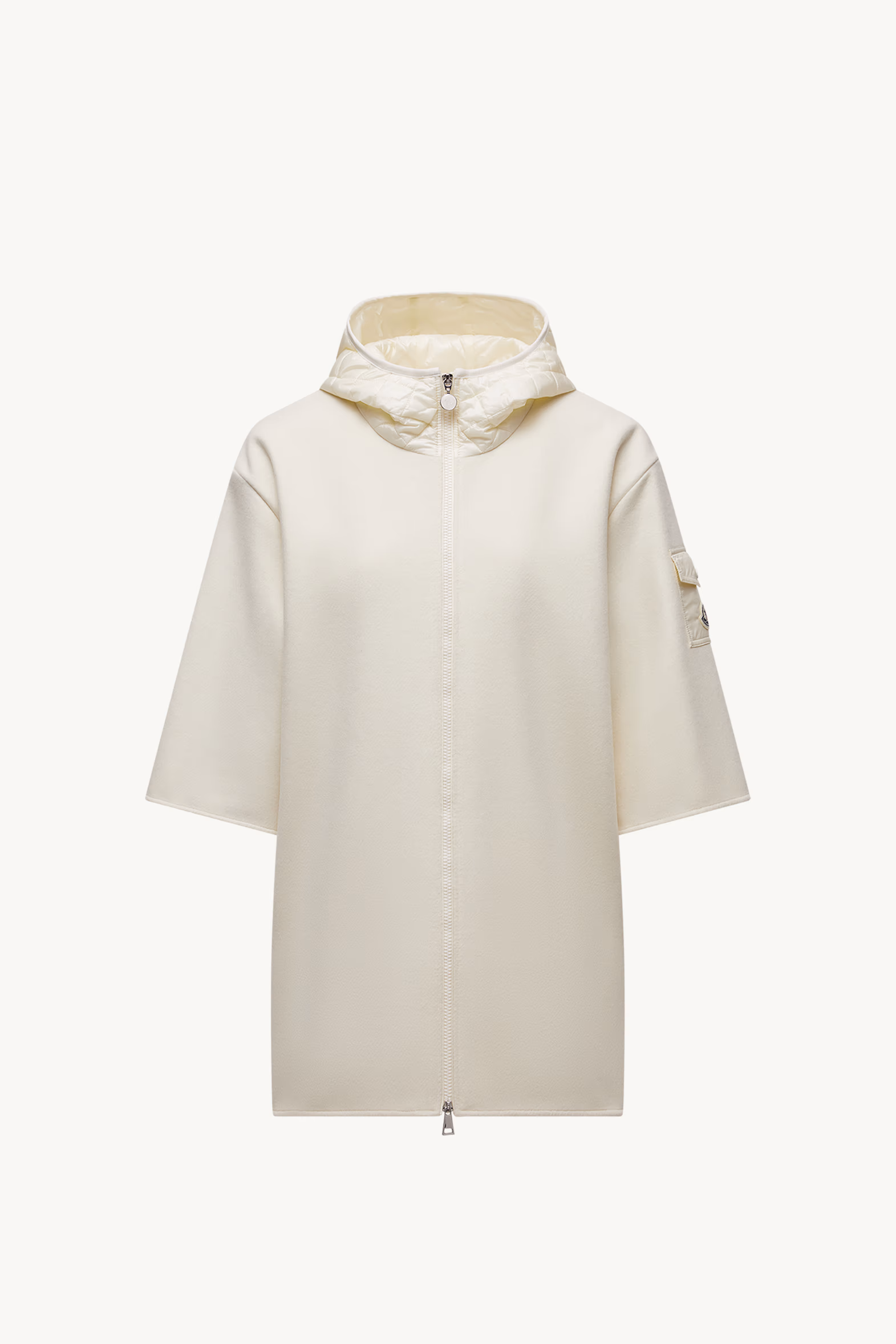 Wool Hooded Zip-Up Cape Women White Ivory Moncler 2